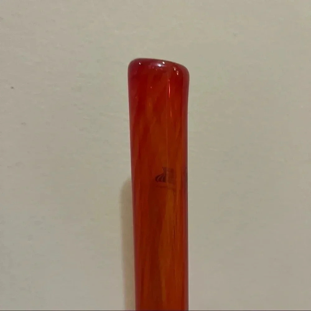 Vilniaus Stiklo Studija Art Glass Tall Vase Lithuania EUC Gorgeous Red Orange - Picture 2 of 9